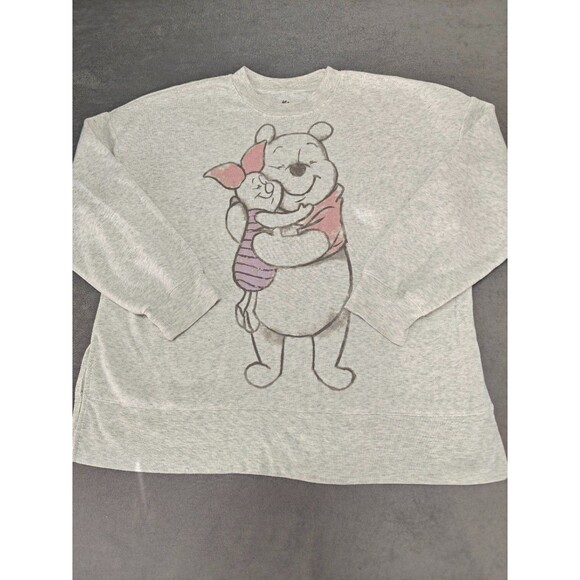 Disney Tops - Disney Winnie the Pooh Piglet Women's L Gray Oversized Crewneck Sweatshirt
